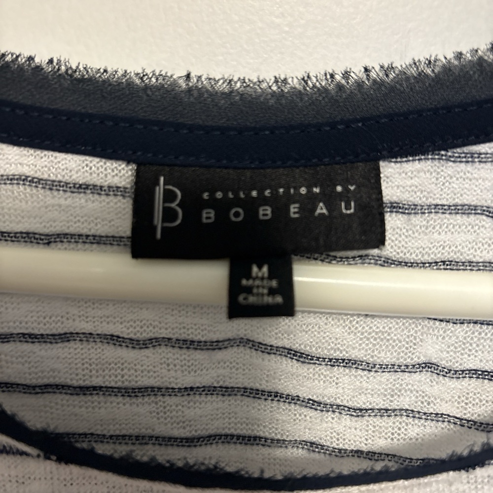 Bobeau Striped Tee Medium Parisian Chic Minimalist Capsule Top - Picture 2 of 5